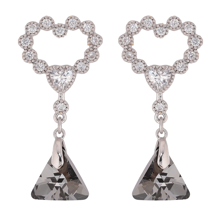 Серьги Xuping цвет Родий с кристаллами Swarovski пусеты "Сердечки с подвеской кристалл Silver Night" фото №15 Серьги Xuping цвет Родий с кристаллами Swarovski пусеты "Сердечки с подвеской кристалл Silver Night" фото №15