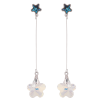 Серьги Xuping цвет Родий с кристаллами Swarovski пусеты "Синие звездочки с подвесками цветочки Shimmer" фото №3 Серьги Xuping цвет Родий с кристаллами Swarovski пусеты "Синие звездочки с подвесками цветочки Shimmer" фото №3