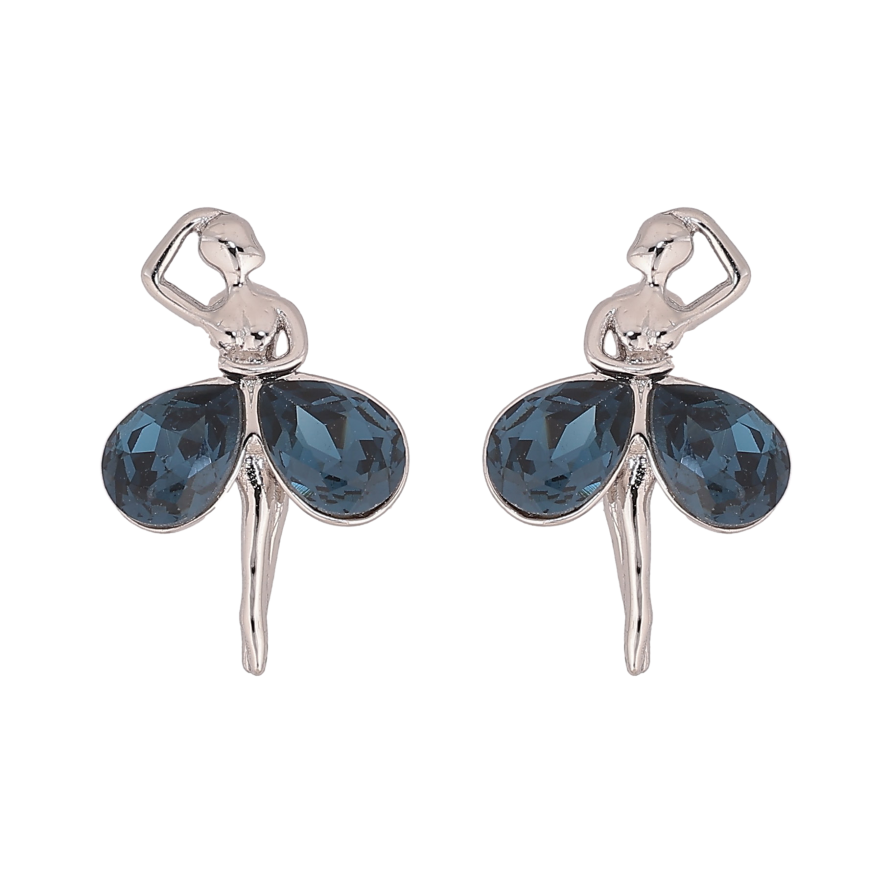 Серьги Xuping цвет Родий с кристаллами Swarovski пусеты "Танцовщицы с кристаллами Montana" фото №1