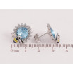 Серьги Xuping цвет Родий с кристаллами Swarovski пусеты "Цветочки с кристаллом Aquamarine и пчелой" фото №3