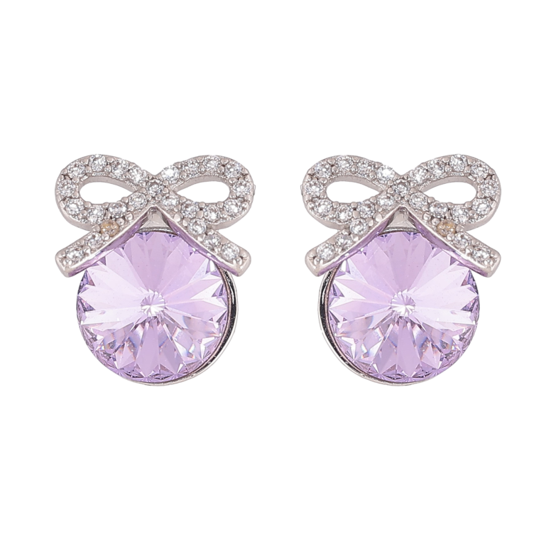 Серьги Xuping цвет Родий с кристаллами Swarovski пусеты "Кристаллы Tanzanite с бантами" фото №1 Серьги Xuping цвет Родий с кристаллами Swarovski пусеты "Кристаллы Tanzanite с бантами" фото №1