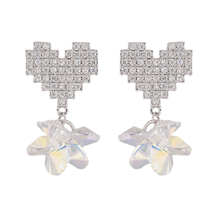 Серьги Xuping цвет Родий с кристаллами Swarovski пусеты "Сердечки с кристаллами и подвесками" фото №24 Серьги Xuping цвет Родий с кристаллами Swarovski пусеты "Сердечки с кристаллами и подвесками" фото №24