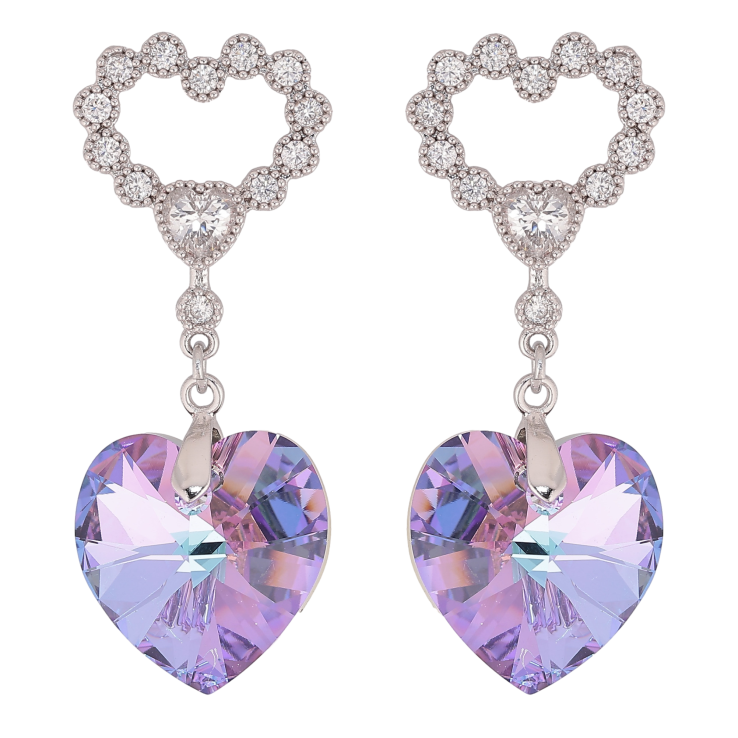 Сережки Xuping колір Родій з кристалами Swarovski пусети "Сердечки з підвіскою кристал Paradise Shine" фото №10 Сережки Xuping колір Родій з кристалами Swarovski пусети "Сердечки з підвіскою кристал Paradise Shine" фото №10