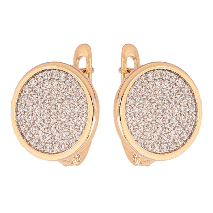 Сережки Xuping колір позолота 18K + родій англійський замок інкрустація кристалами фото №6