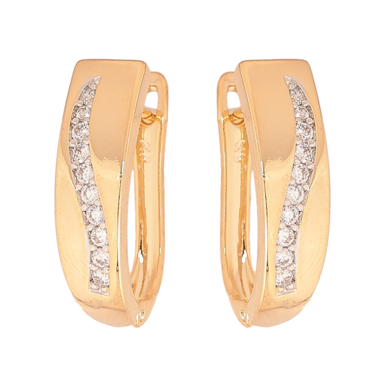 Серьги Xuping цвет позолота 18K + родий английский замок узор с кристаллами фото №11