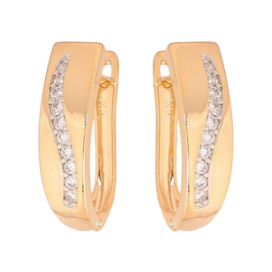 Сережки Xuping колір позолота 18K + родій англійський замок візерунок з кристалами фото №1