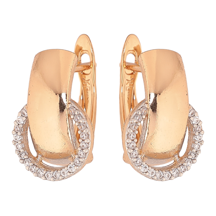 Сережки Xuping колір позолота 18K + родій англійський замок візерунок з кристалами фото №23