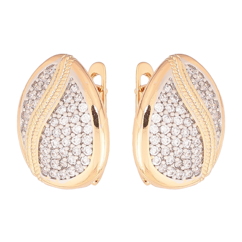 Серьги Xuping цвет позолота 18K + родий английский замок узор с инкрустацией кристаллами фото №1 Серьги Xuping цвет позолота 18K + родий английский замок узор с инкрустацией кристаллами фото №1