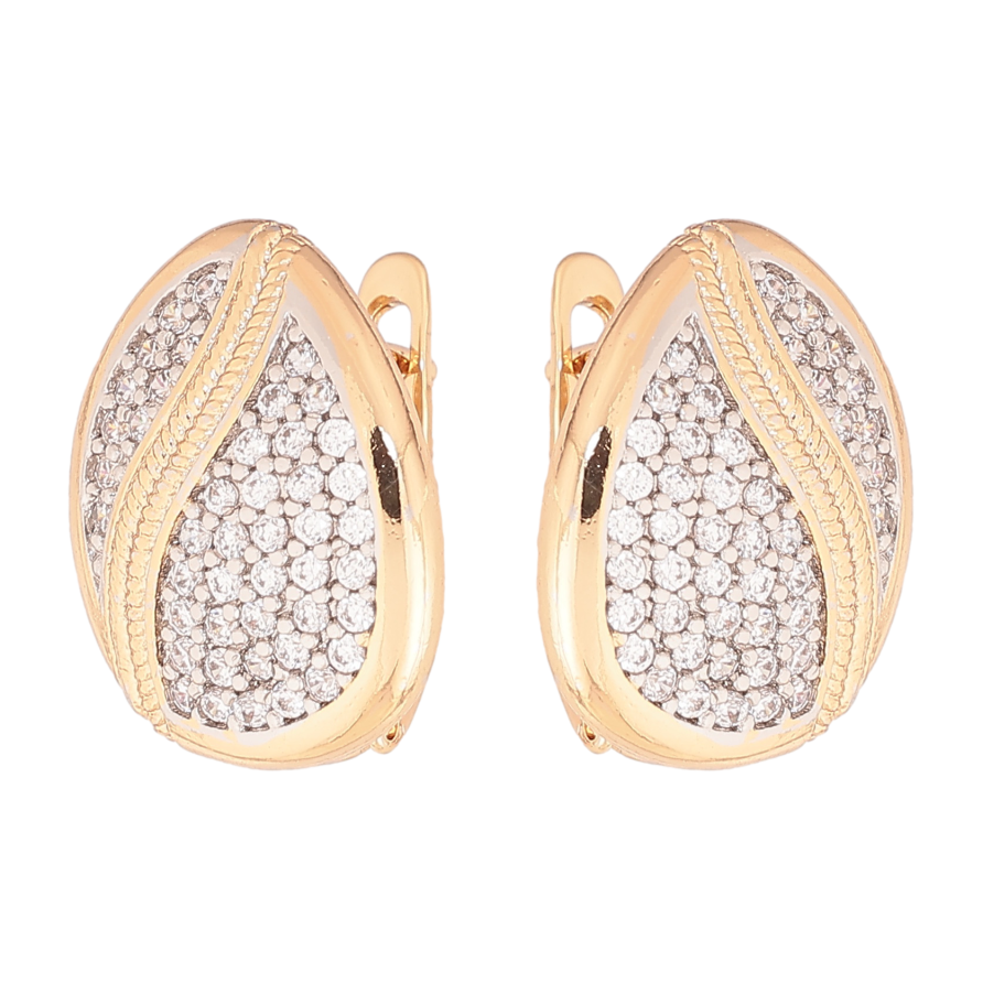 Серьги Xuping цвет позолота 18K + родий английский замок узор с инкрустацией кристаллами фото №1 Серьги Xuping цвет позолота 18K + родий английский замок узор с инкрустацией кристаллами фото №1