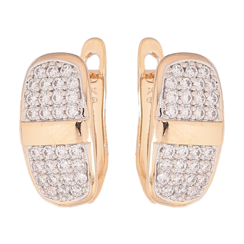 Серьги Xuping цвет позолота 18K + родий английский замок узор с инкрустацией кристаллами фото №2 Серьги Xuping цвет позолота 18K + родий английский замок узор с инкрустацией кристаллами фото №2