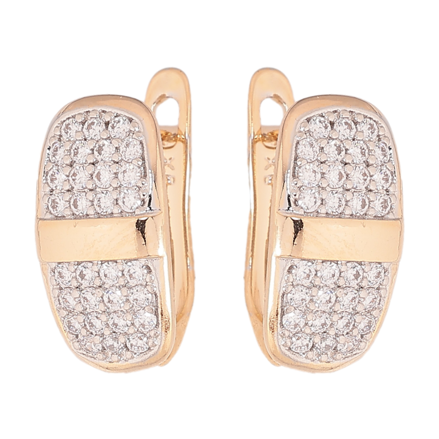 Сережки Xuping колір позолота 18K + родій англійський замок візерунок з інкрустацією кристалами фото №1 Сережки Xuping колір позолота 18K + родій англійський замок візерунок з інкрустацією кристалами фото №1