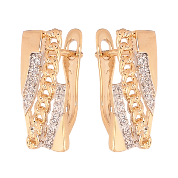 Сережки Xuping колір позолота 18K + родій англійський замок візерунок ланцюжок з кристалами фото №22