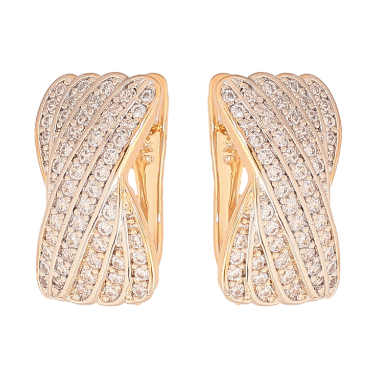 Сережки Xuping колір позолота 18K + родій англійський замок інкрустація кристалами фото №15