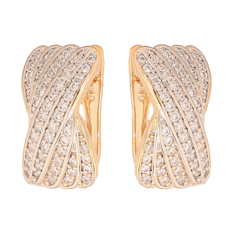 Серьги Xuping цвет позолота 18K + родий английский замок инкрустация кристаллами фото №2 Серьги Xuping цвет позолота 18K + родий английский замок инкрустация кристаллами фото №2