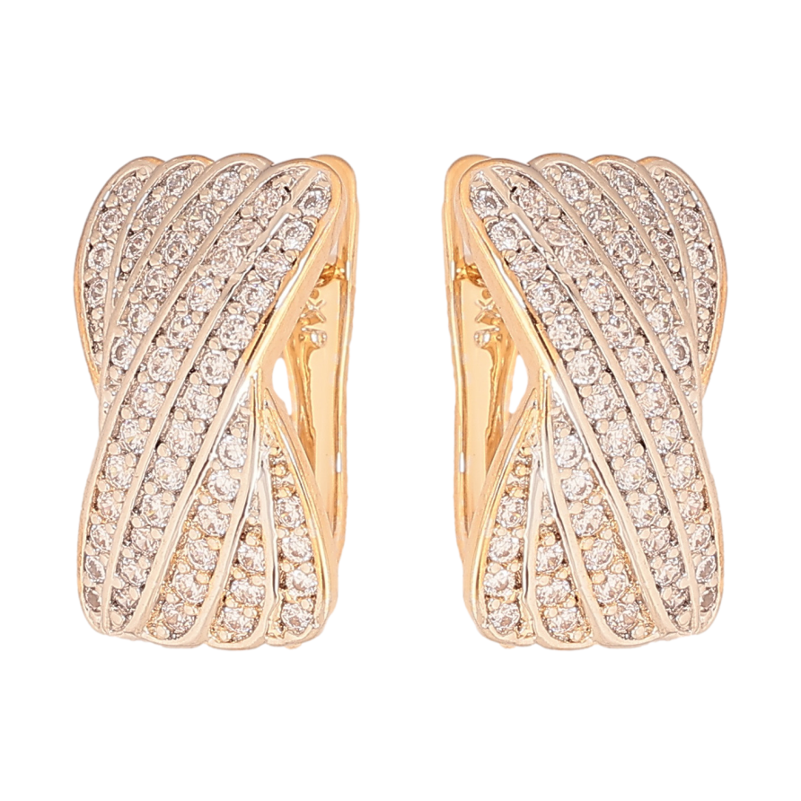 Сережки Xuping колір позолота 18K + родій англійський замок інкрустація кристалами фото №1 Сережки Xuping колір позолота 18K + родій англійський замок інкрустація кристалами фото №1