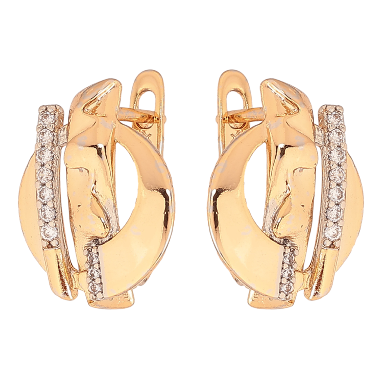 Серьги Xuping цвет позолота 18K + родий английский замок узор с кристаллами фото №1 Серьги Xuping цвет позолота 18K + родий английский замок узор с кристаллами фото №1