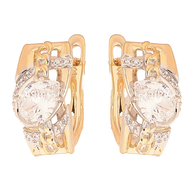 Сережки Xuping колір позолота 18K + родій англійський замок візерунок з кристалами фото №9