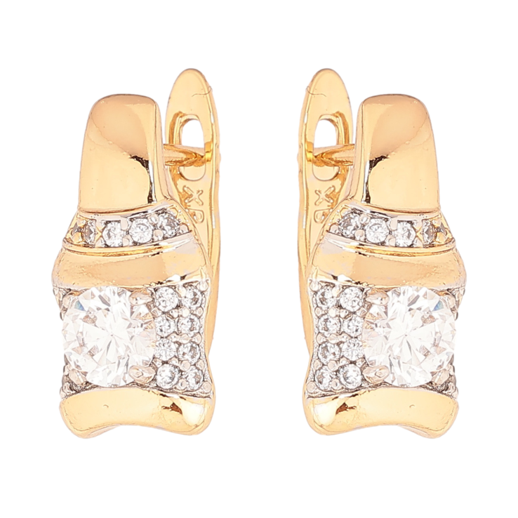 Сережки Xuping колір позолота 18K + родій англійський замок візерунок з кристалами фото №19