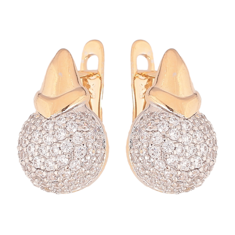 Серьги Xuping цвет позолота 18K + родий английский замок узор с инкрустацией кристаллами фото №1 Серьги Xuping цвет позолота 18K + родий английский замок узор с инкрустацией кристаллами фото №1