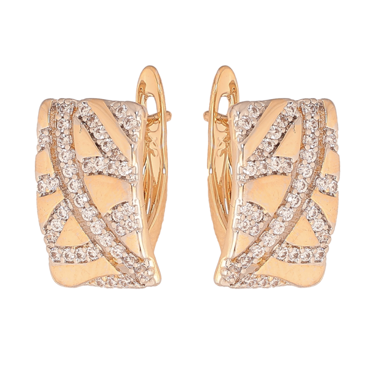 Сережки Xuping колір позолота 18K + родій англійський замок візерунок з кристалами фото №18