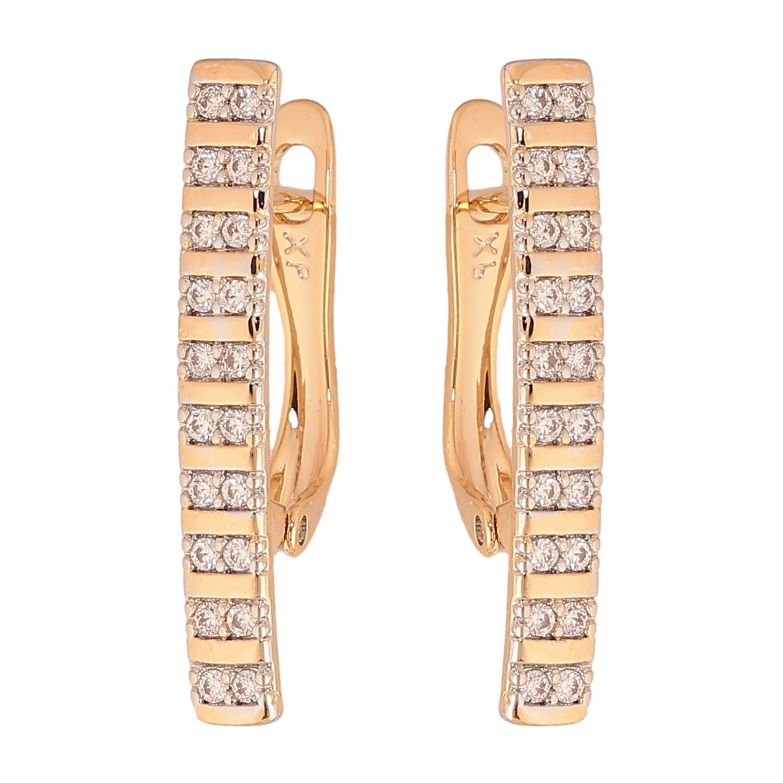 Серьги Xuping цвет позолота 18K + родий английский замок узор с кристаллами фото №1 Серьги Xuping цвет позолота 18K + родий английский замок узор с кристаллами фото №1