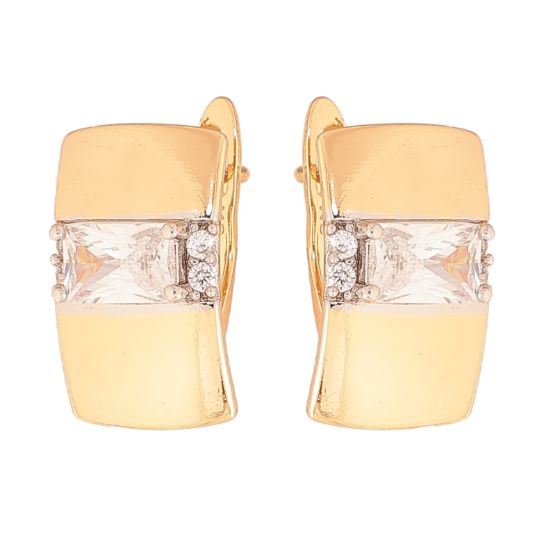 Сережки Xuping колір позолота 18K + родій англійський замок візерунок з кристалами фото №1 Сережки Xuping колір позолота 18K + родій англійський замок візерунок з кристалами фото №1