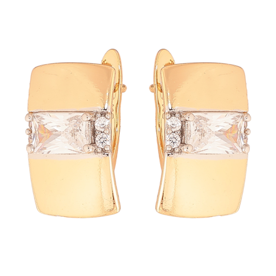 Сережки Xuping колір позолота 18K + родій англійський замок візерунок з кристалами фото №1 Сережки Xuping колір позолота 18K + родій англійський замок візерунок з кристалами фото №1