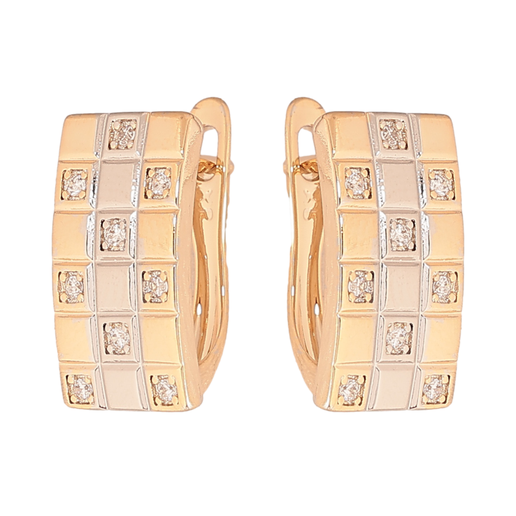 Сережки Xuping колір позолота 18K + родій англійський замок візерунок з кристалами фото №24