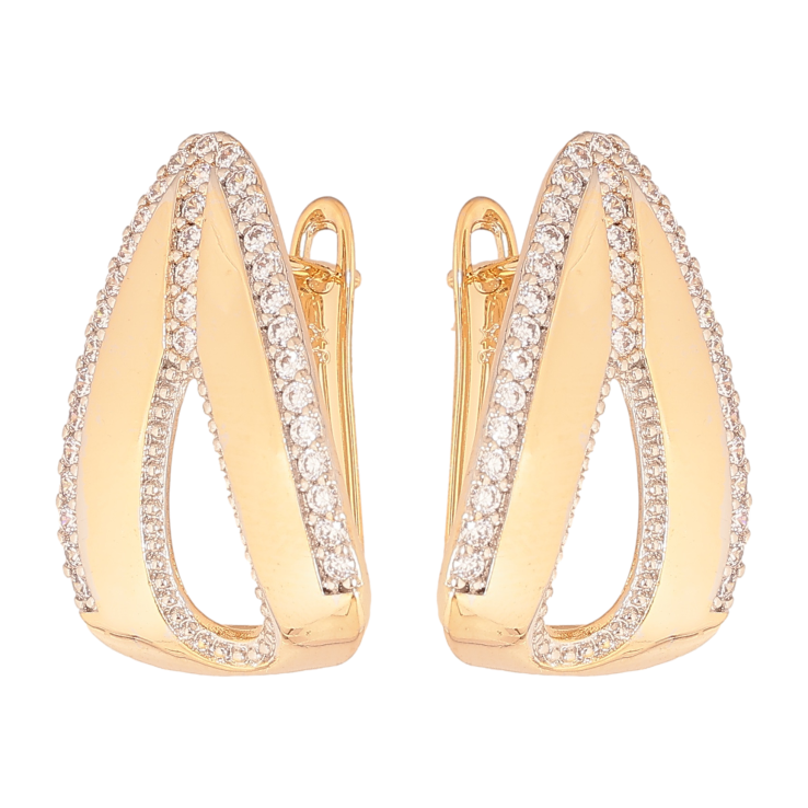 Сережки Xuping колір позолота 18K + родій англійський замок візерунок з кристалами фото №23