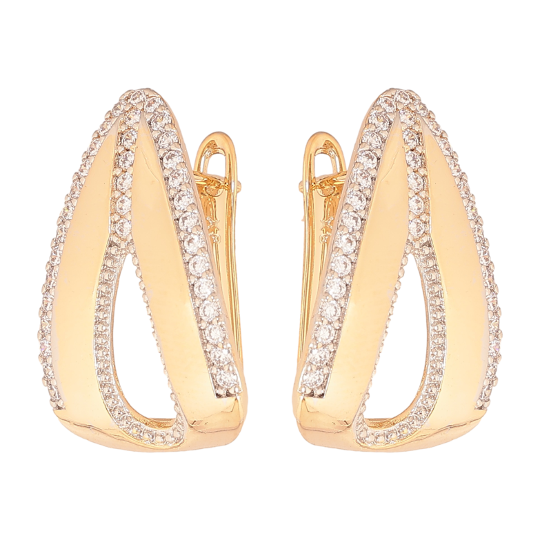 Серьги Xuping цвет позолота 18K + родий английский замок узор с кристаллами фото №1 Серьги Xuping цвет позолота 18K + родий английский замок узор с кристаллами фото №1