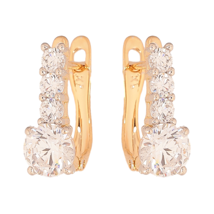 Сережки Xuping колір позолота 18K + родій англійський замок візерунок з кристалами фото №22