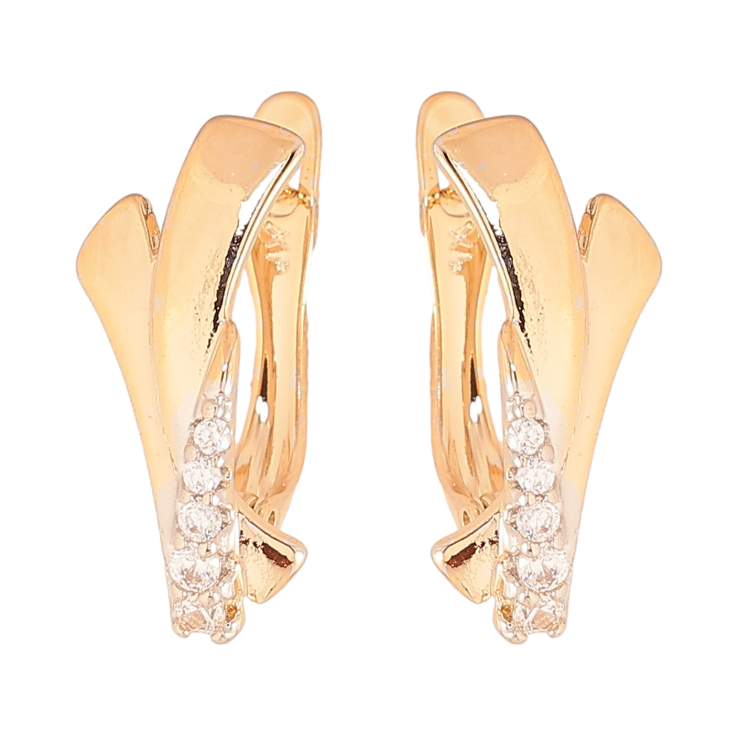 Сережки Xuping колір позолота 18K + родій англійський замок візерунок з кристалами фото №20