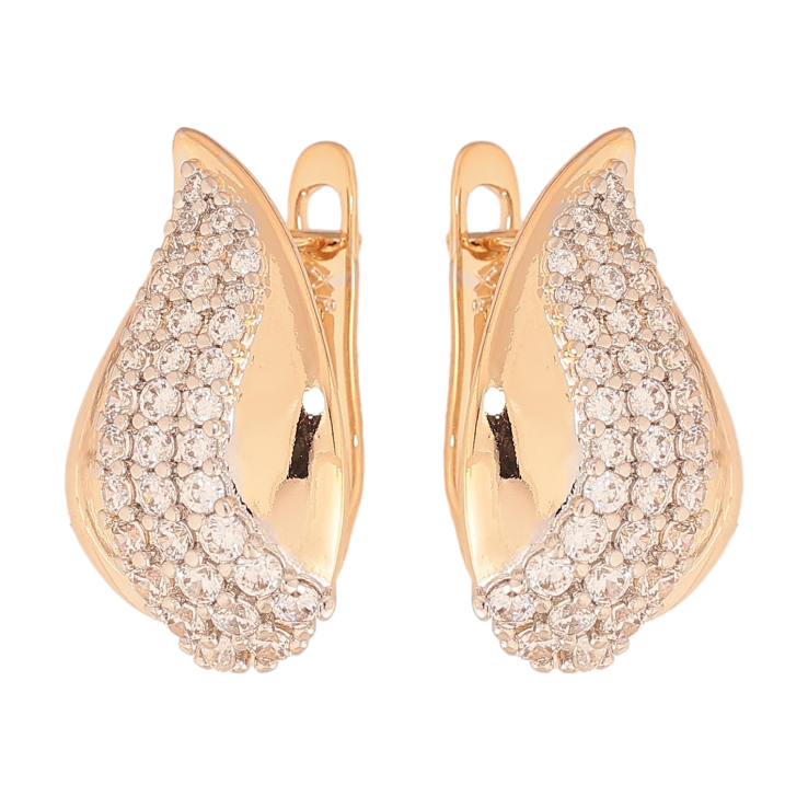 Сережки Xuping колір позолота 18K + родій англійський замок візерунок з інкрустацією кристалами фото №19