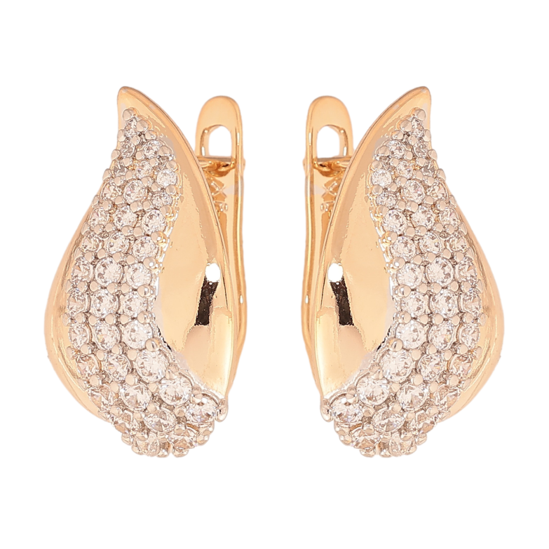 Сережки Xuping колір позолота 18K + родій англійський замок візерунок з інкрустацією кристалами фото №1