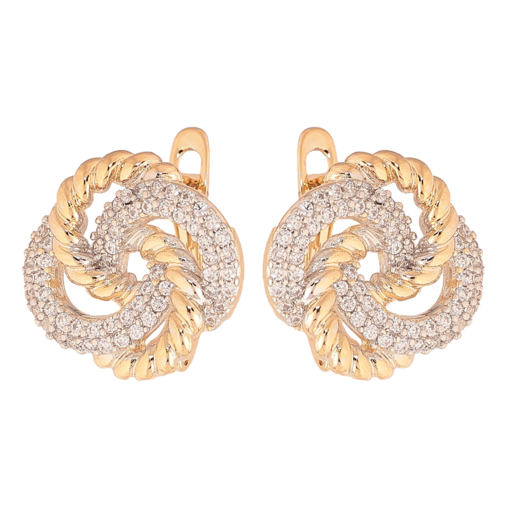 Сережки Xuping колір позолота 18K + родій англійський замок візерунок з кристалами фото №16