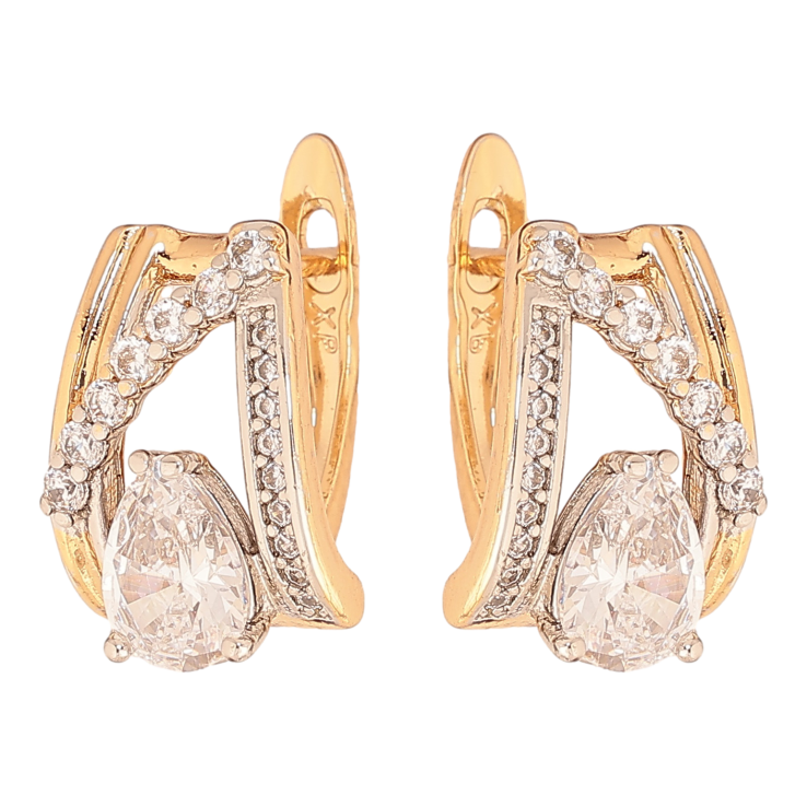 Сережки Xuping колір позолота 18K + родій англійський замок візерунок з кристалами фото №17