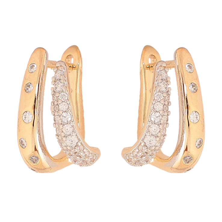 Сережки Xuping колір позолота 18K + родій англійський замок візерунок з кристалами фото №15
