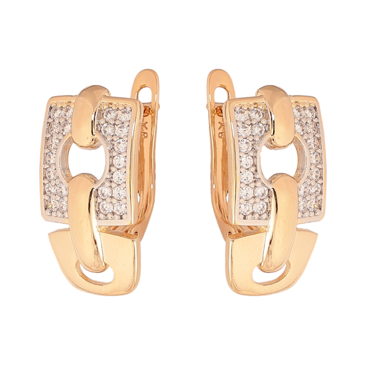 Сережки Xuping колір позолота 18K + родій англійський замок візерунок з кристалами фото №12