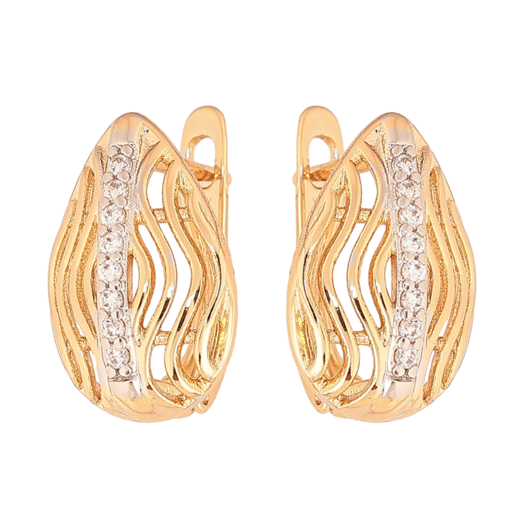 Сережки Xuping колір позолота 18K + родій англійський замок візерунок з кристалами фото №6