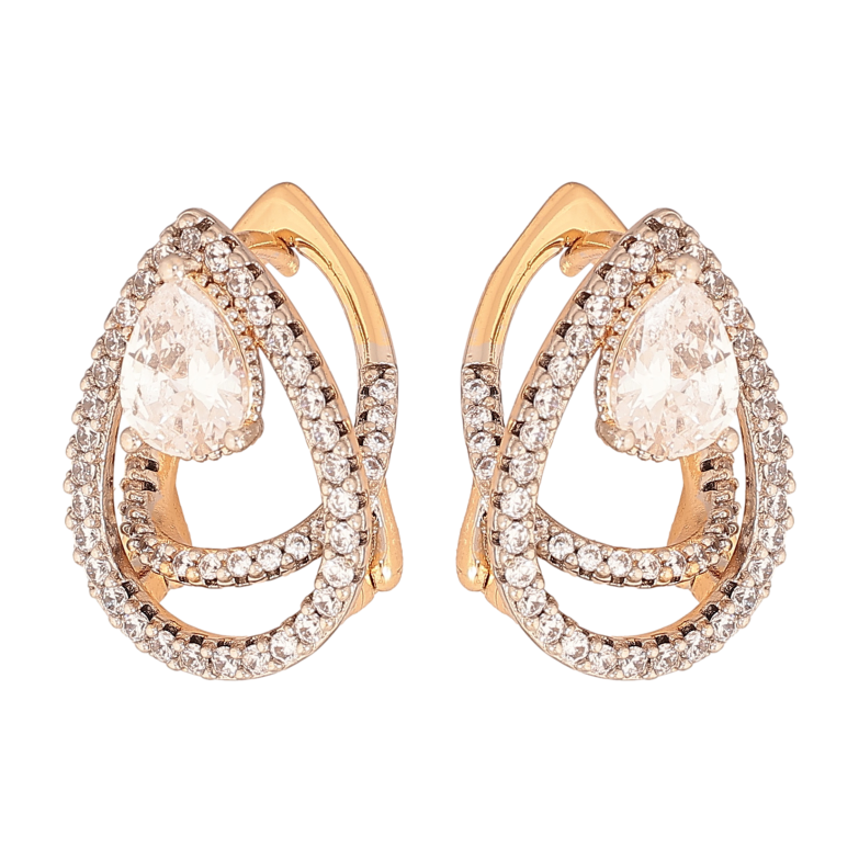 Сережки Xuping колір позолота 18K + родій англійський замок візерунок з кристалами фото №1