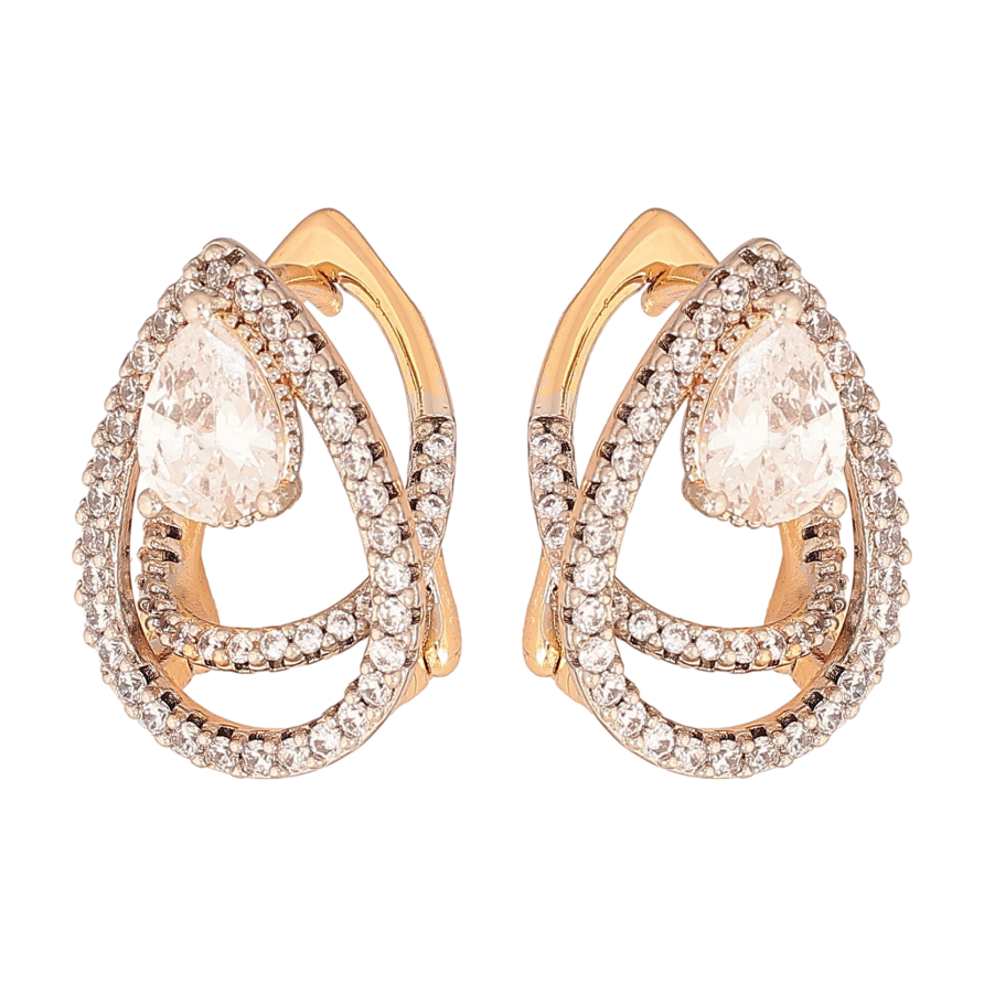 Сережки Xuping колір позолота 18K + родій англійський замок візерунок з кристалами фото №1