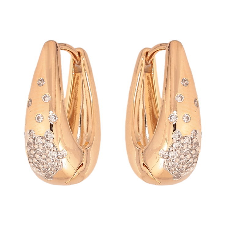 Сережки Xuping колір позолота 18K + родій колечка візерунок з кристалами фото №4