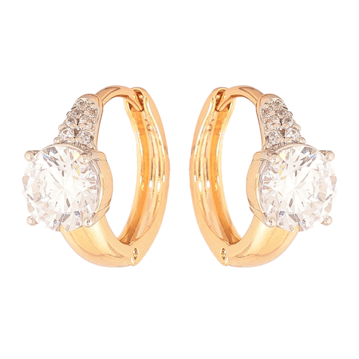 Сережки Xuping колір позолота 18K + родій колечка візерунок з кристалами фото №12