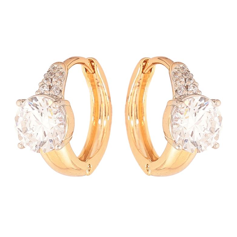 Серьги Xuping цвет позолота 18K + родий колечки узор с кристаллами фото №1