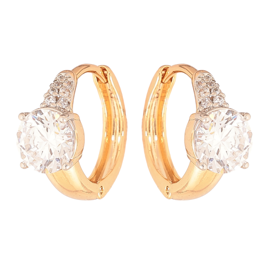 Серьги Xuping цвет позолота 18K + родий колечки узор с кристаллами фото №1