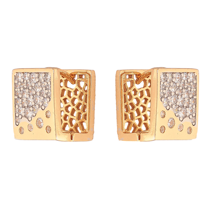 Сережки Xuping колір позолота 18K + родій колечка візерунок з інкрустацією кристалами фото №5