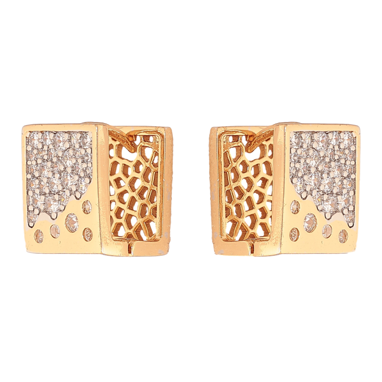 Сережки Xuping колір позолота 18K + родій колечка візерунок з інкрустацією кристалами фото №1