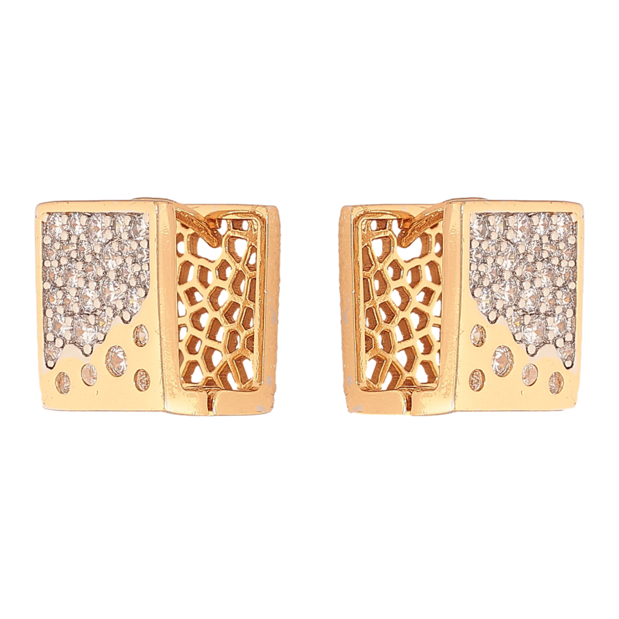 Сережки Xuping колір позолота 18K + родій колечка візерунок з інкрустацією кристалами фото №1