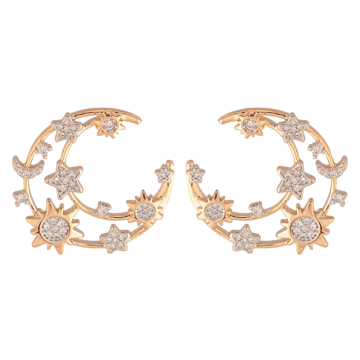 Сережки Xuping колір позолота 18K + родій пусети візерунок з інкрустацією кристалами фото №4