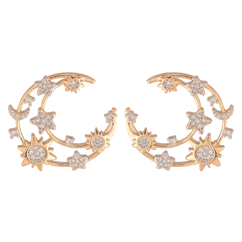 Сережки Xuping колір позолота 18K + родій пусети візерунок з інкрустацією кристалами фото №5